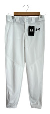 Under Armour Baseball Pants Youth M YM White Tapered Fit Stain Release NWT