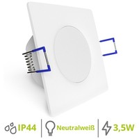 Weevo Led Einbauleuchte Eckig Neutralweiß 3,5W IP44 Badlampe Flach Deckenlampe