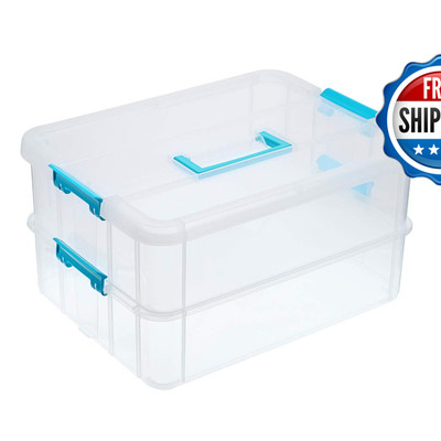 Btsky 2 Layer Stack Carry Plastic Multipurpose Portable Storage Container