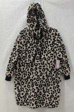 Joyspun Lounger Plush Cheetah Hooded Sleep Shirt Oversized Women's Black S-3X