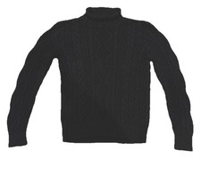 Vintage Ralph Lauren Rollneck Black Knit Sweater Classic Aran Cable Knit Small