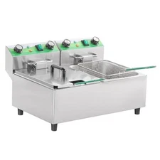 20L/21.2QT Commercial Deep Fryer with Timer Dual Tank Electric 10LX 2