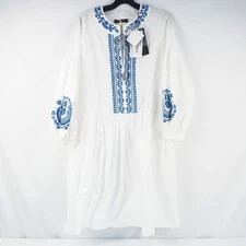 Weekend Max Mara Dirce Knee-Length Dress In White And Blue - Women's Size 8