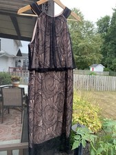 NWT - Adrianna Papell Black Lace Blush Overlay Dress Party Special Occasion 6
