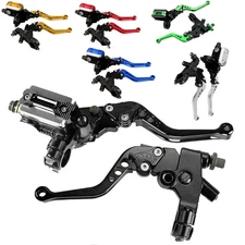7/8" CNC Motorcycle Brake Clutch Master Cylinder Levers Hydraulic Reservoir Set