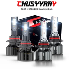 9005 + 9006 LED Headlight Bulbs High Low Beam For Chevrolet Malibu 1997-2003