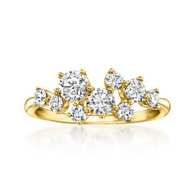 Ross-Simons 1.00 ct. t.w. Lab-Grown Diamond Cluster Ring in 14kt Yellow Gold
