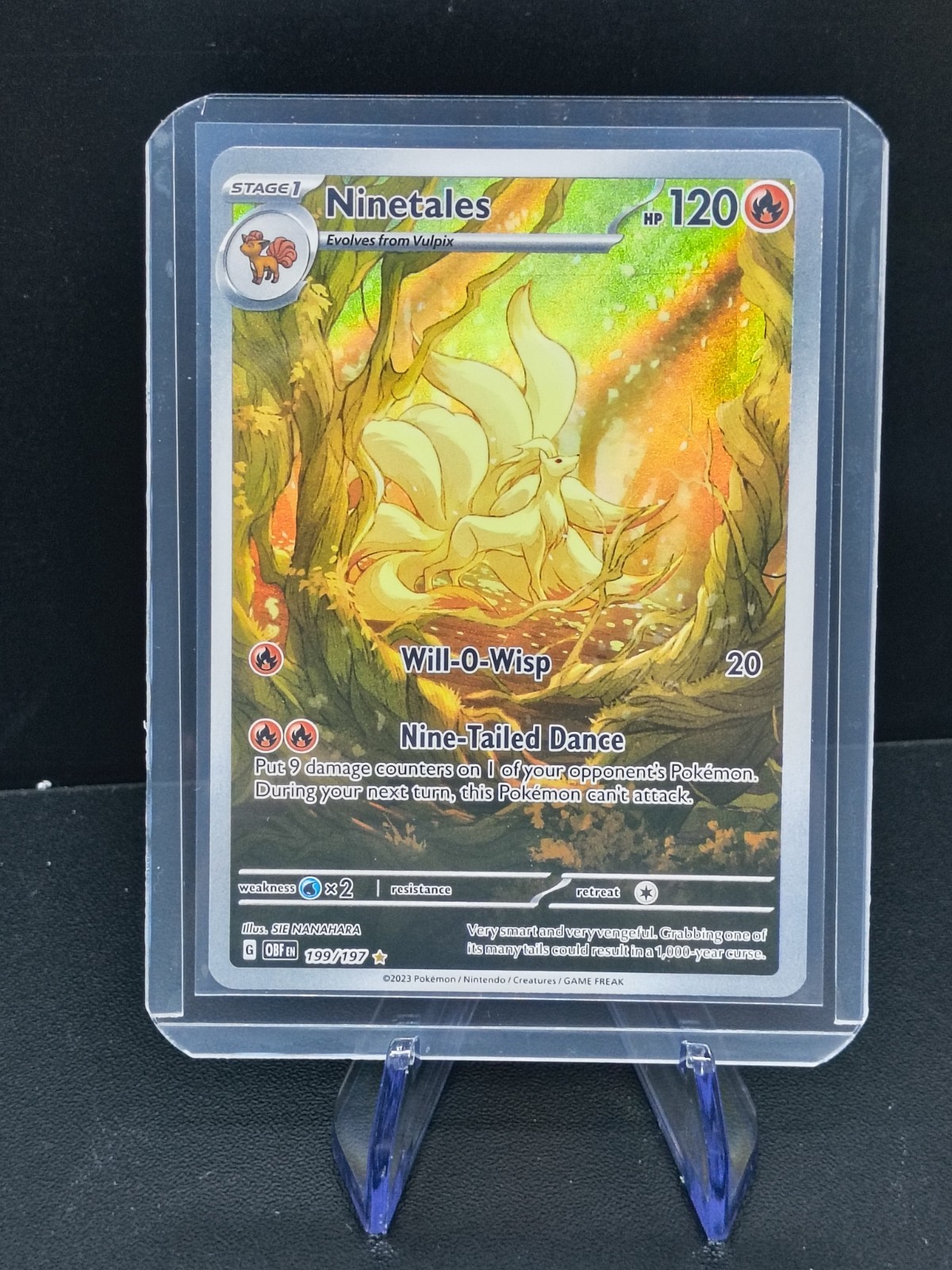 Pokémon Ninetales Illustration Rare 199/197 Obsidian Flames NM Full Art