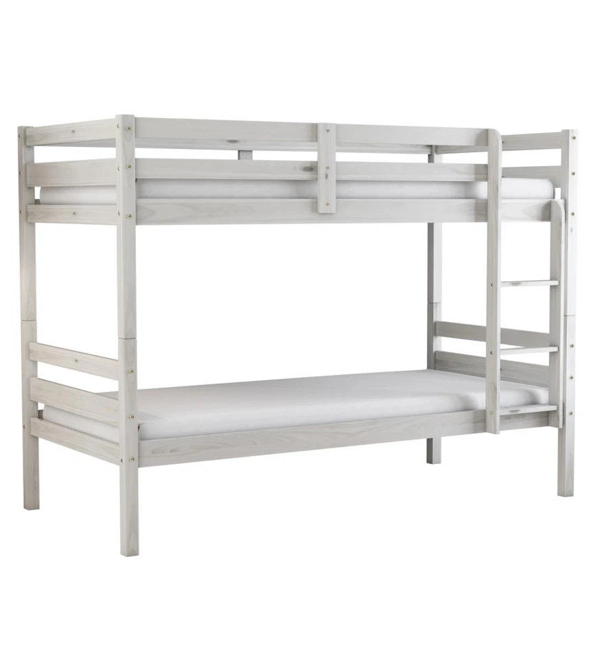 LETTO A CASTELLO "LIONE" IN PINO MASSELLO BIANCO 199,5X97X150 CM