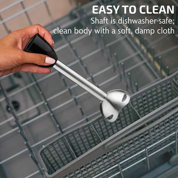 Electric Immersion Hand Blender Stainless Steel Blades 300W Ovente HS560B, Black