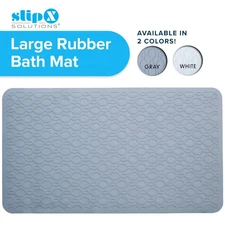Mildew Resistant Large Rubber Bath Safety Mats: White & Gray