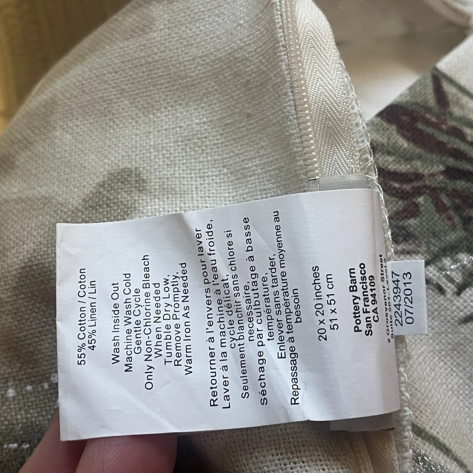 Pottery Barn Chickadee Pine Pillow Cover Only Glitter 20" Square Holiday Country - Image 4 of 4