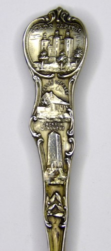 NUEVA ORLEANS, CUCHARA DE PLATA ESTERLINA DE LUISIANA ~ 4,2" ~ VINTAGE ~ Jackson, Capitol - Imagen 4 de 5