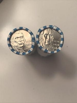 #ad 2026 BU Nickel Rolls quot;Pquot; amp; quot; Dquot; mint mark one of each Two roll lot $27.00