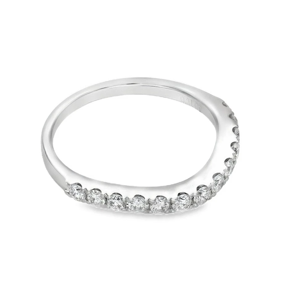 Anillo de vestir de oro blanco de 18 quilates con ondas de diamantes - talla H1/2 - 0,31 quilates Foto 3 de 4