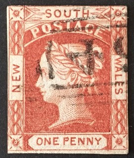 Australia New South Wales 1852 VFU 1d Stamp Light Hinged