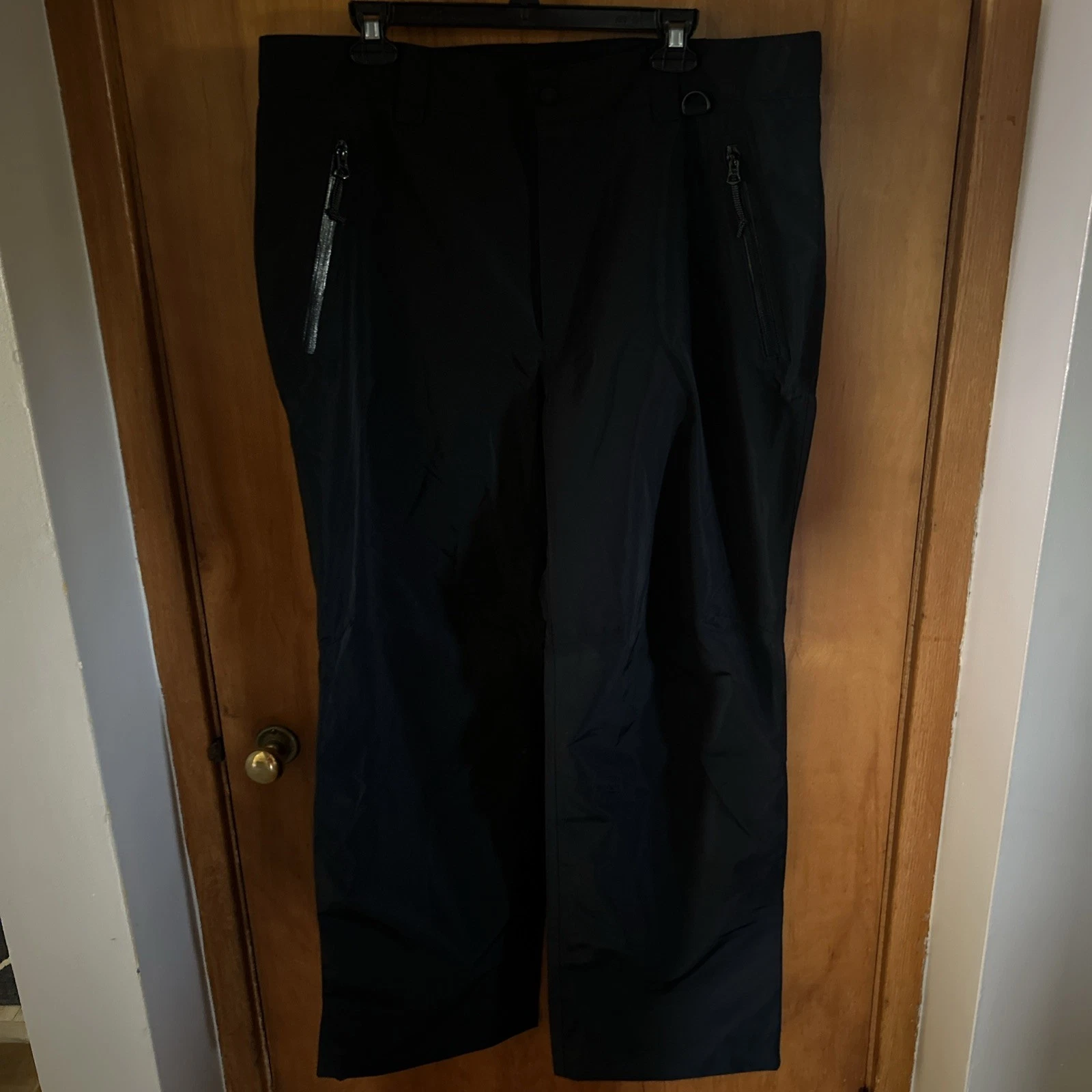 Lands End Men’s Large (42-44) Black Shell Rain Pants Waterproof