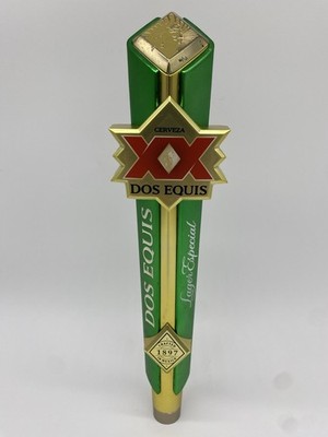 Dos Equis XX Lager Especial Cerveza Beer Tap Handle 12  Tall Metallic Green