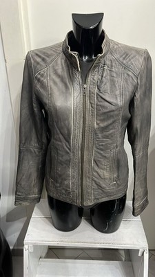 Womens Promod Grey Leather Jacket Jacket Size 44 AD109