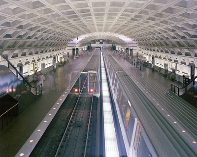 Washington DC Metrorail subway trains pass through Metro Center Photo Print