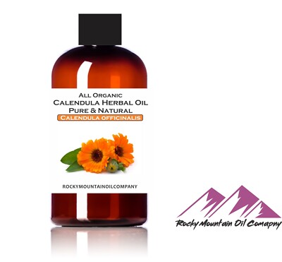PREMIUM ORGANIC CALENDULA INFUSED OIL 1 2 4 6 8 16 32 oz  GLASS BOTTLE OPTION
