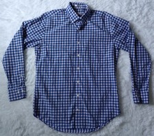 Peter Millar Mens Medium Button Down Long Sleeve Blue Pink Check Dress Shirt