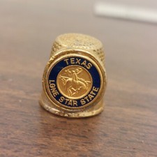 Vintage Fort Gold Tone Thimble  Collectible Texas Lone Star State Rare Heavy