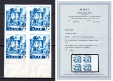 Saarland Mi 222XU 222XP Viererblock postfrisch gepr&uuml;ft Attest Ney BPP ungez&auml;hnt
