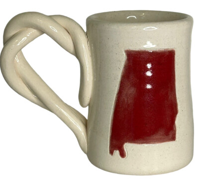 Studio Art Handmade Pottery Alabama State Mug Cup Twisted Handle Artist  Signed | eBay