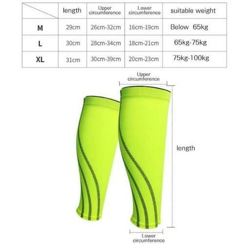 Calf Leg Compression Sleeve Sport Shin Pain Splints Cramp Support Running Socks - Image 2 of 4
