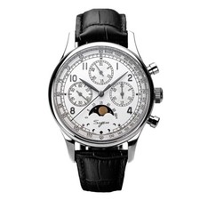 Sugess S389 MoonPhase Crono Meccanico Acciaio Bianco Pelle Orologio Uomo