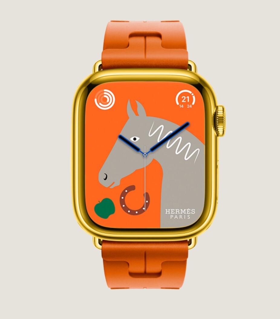 24k Gold Apple Watch HERMES Series 9 41mm Stainless Steel 24k Gold Apple Watch HERMES Series 9 41mm Stainless Steel