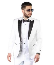 Slim Fit 1 Button Peak Lapel Tuxedo Jacket Satin Collar Dinner Blazer AZAR MAN