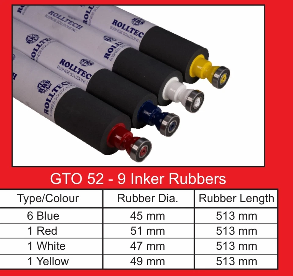 Rodillos de tinta Heidelberg GTO 52 PRESS9, kit de 9 entintadoras Gto 52 Foto 2 de 4
