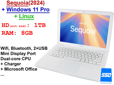 MacBook 13.3 inch 8GB 1TB Apple Sequoia Windows 11 Linux Office