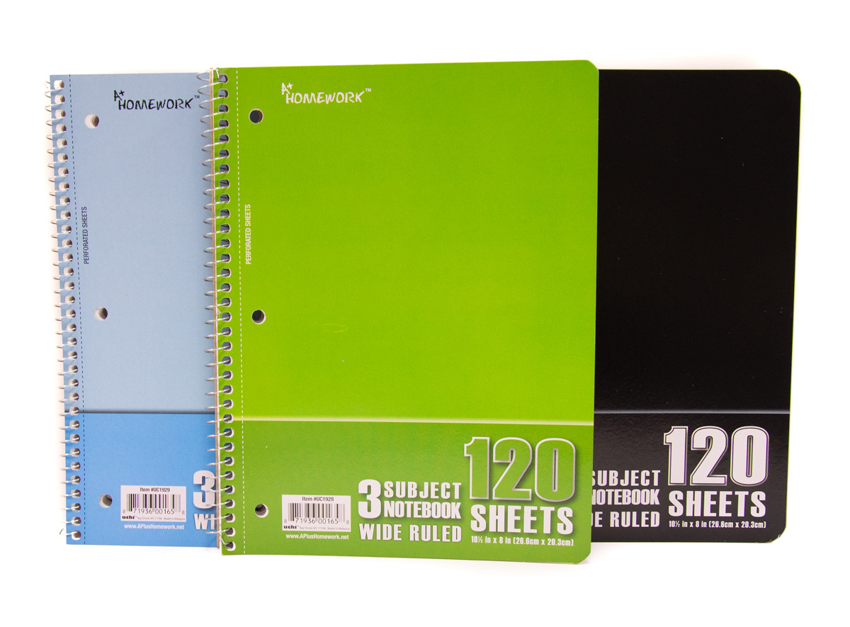 a PLUS Homework Wire Note Book 120 Sheets 3 Subject WR Case of 24