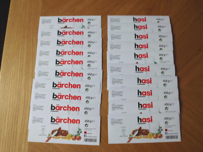 10 x Bärchen 10 x Hasi -  Namensaufkleber Namen für Nutella Glas 450 g
