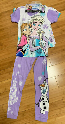 エルサ New Girls Disney Frozen 4 Piece Pajama Set Sleepwear Elsa Anna