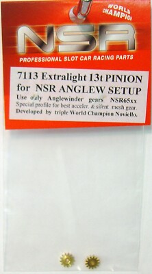 7113 NSR Extra Light 13-Tooth Pinion Gear Anglewinder 1:32 Slot Car Part