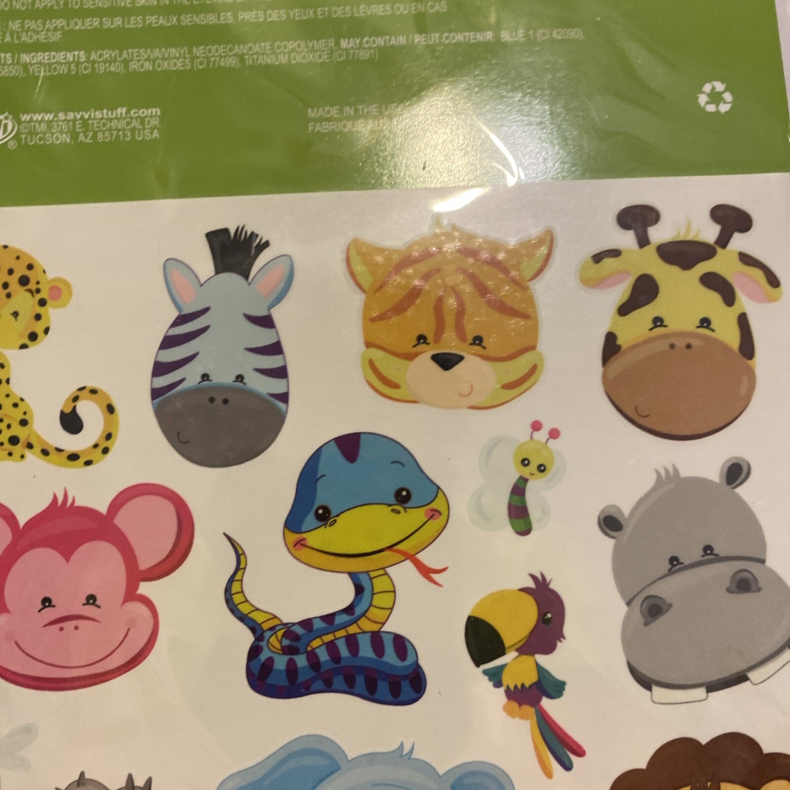 Kids Tattoos Zoo Animals