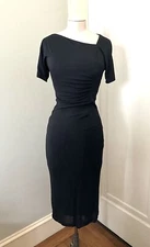 Vintage 1990's Narciso Rodriguez Ruched Black Jersey Dress NWT