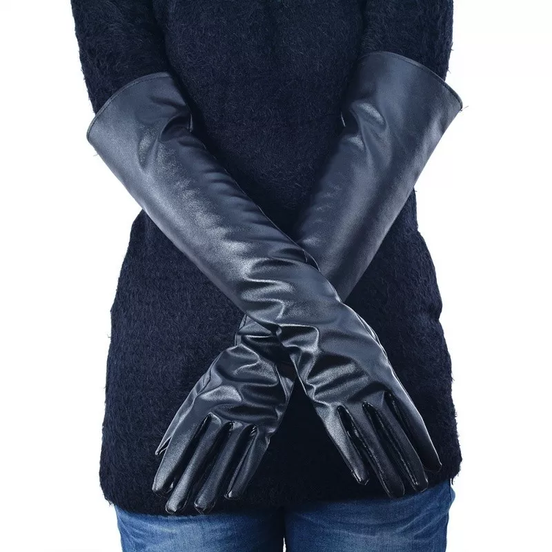 Faux Leather Elbow Gloves Winter Women s Long Gloves Warm Lined