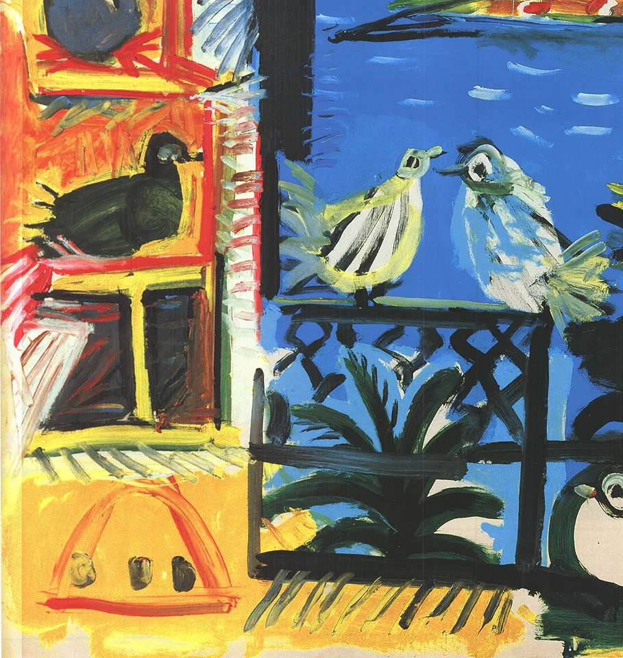 PABLO PICASSO Las Palomas 47.25" x 35.5" Litografía Offset 1995 Impresionismo y Foto 3 de 4