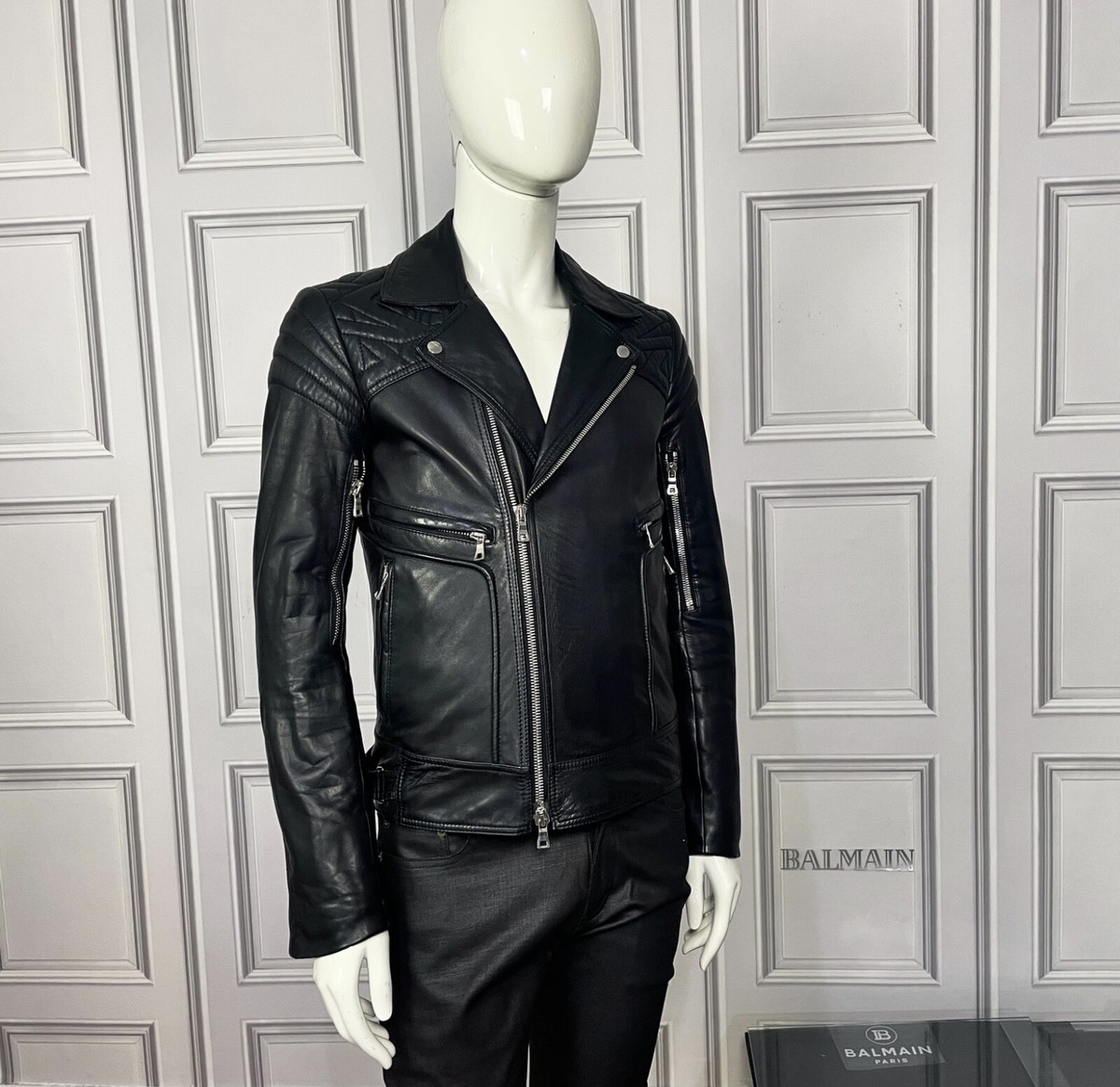 UltraRare & Great Balmain AW13 Geometric Leather Biker Jacket | eBay