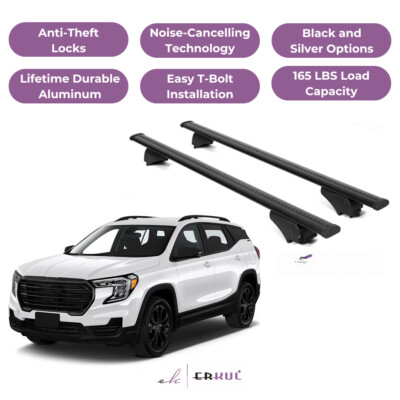 ERKUL Roof Rack Cross Bars for GMC Terrain 2018-2024 for Raised Rails - Black