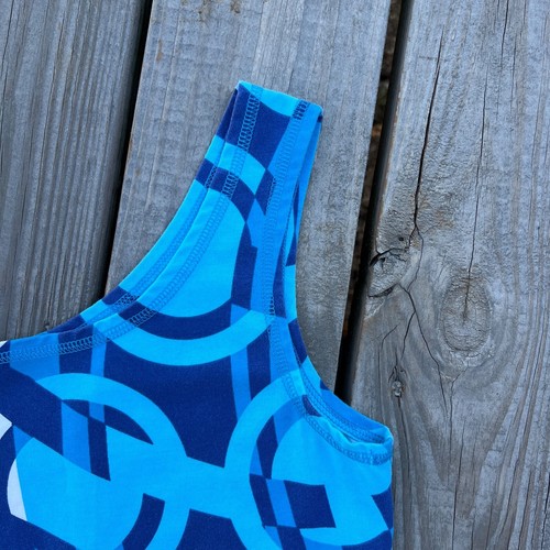 TITLE NINE Geometric Mod Asymmetrisches Tanktop Blau, Türkis, Weiß Gr. Small S - Bild 5 von 8