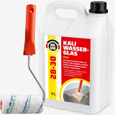 Kaliwasserglas 28-30 Holzschutz 5L BetonVersiegelung+Farbroller 10cm Mikrofaser