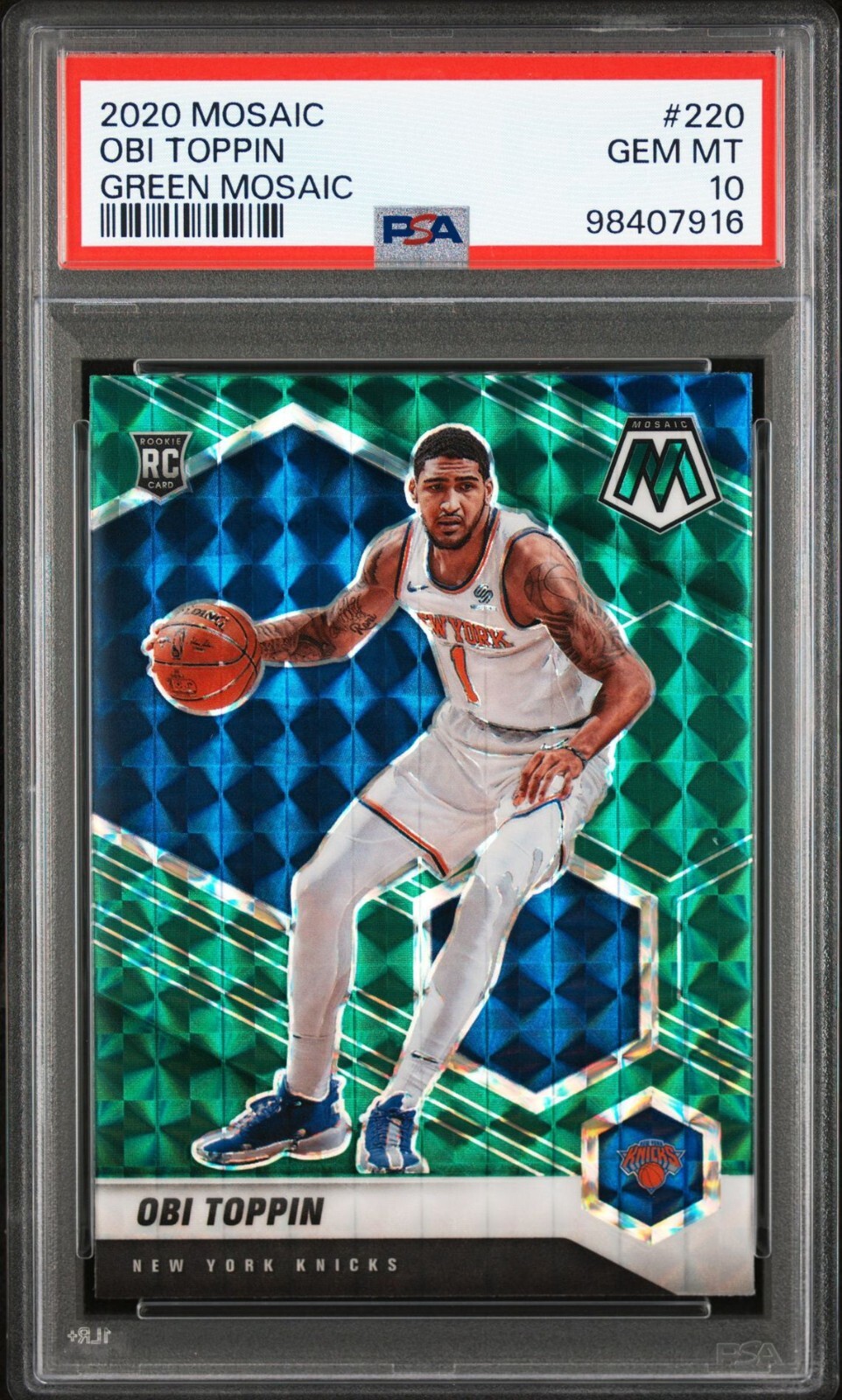 2020-21 Panini Mosaic - Obi Toppin Rookie (RC) #220 Green Mosaic PSA 10 GEM MINT