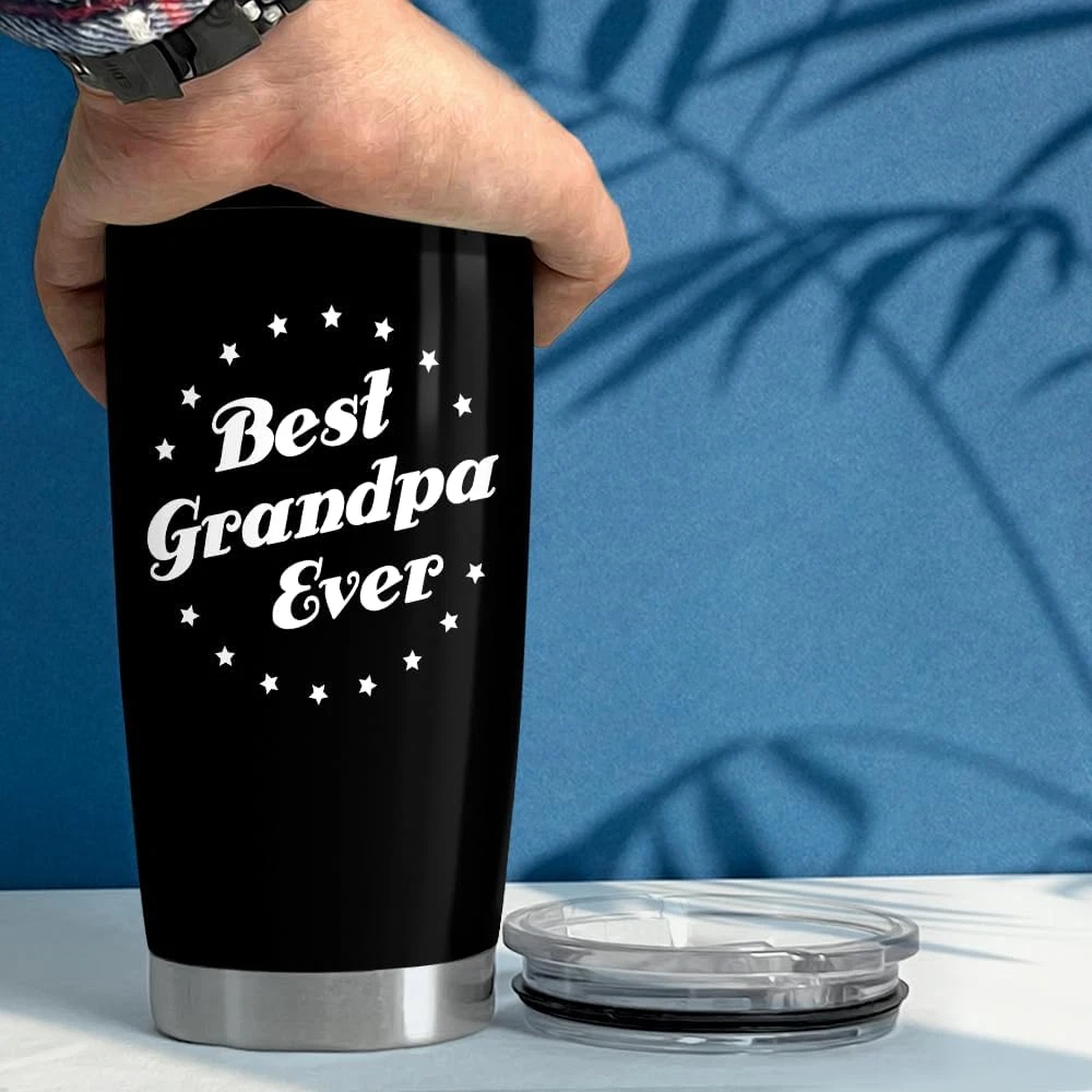 Tumbler Best Grandpa Ever Gift Set for Papa, Grandfather - 20Oz Insulated Travel
