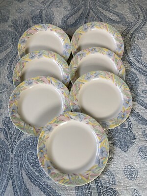 Vintage Arcopal France Jamaique Gastronomie Flowers Floral 10.5  Set of 7